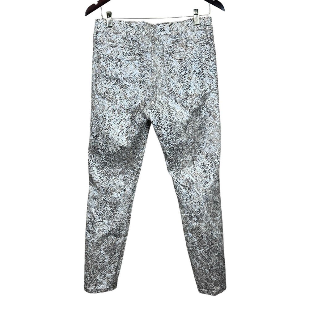 Express Metallic Foil Snakeskin Mid Rise Skinny Slim Denim Jeans 8R - Picture 2 of 5